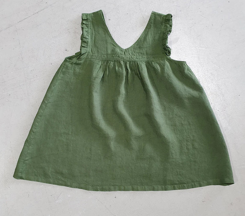 Montaigne Papillon Linen Top - Forest Green