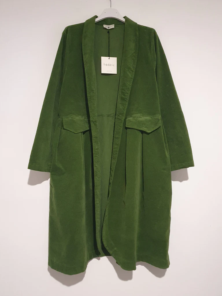 Velvet Cotton Coat - Forest Green - OS