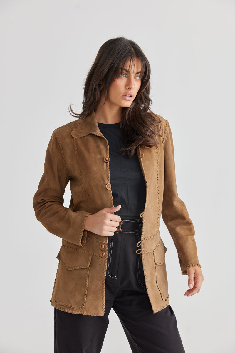 Amazon.com: Blingsoul Brown Suede Jacket Womens - Asymmetrical Leather  Jackets For Women | [1311541] Melanie Brown, XS : Clothing, Shoes & Jewelry
