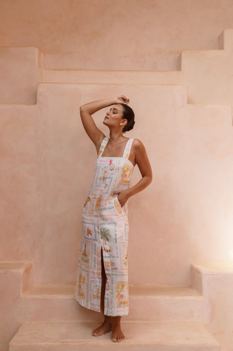 Goldie Dress - Bali - Printed Linen