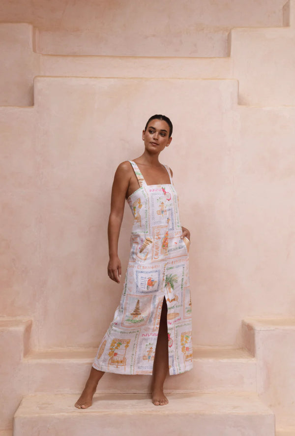 Goldie Dress - Bali - Printed Linen