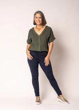 Haleigh Linen Top in Khaki