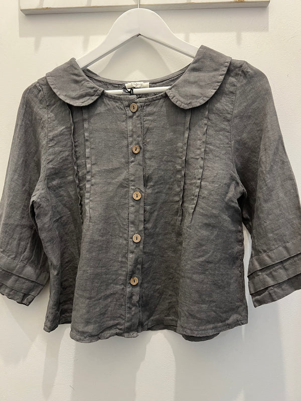 Italian Linen Button Up Jacket Charcoal