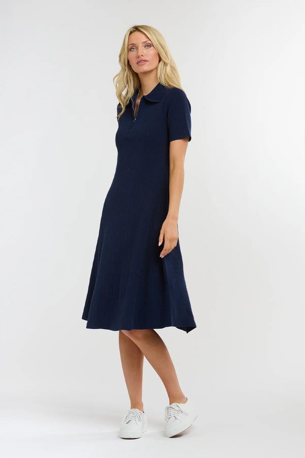 Trainer Rib Knit Dress - Indigo