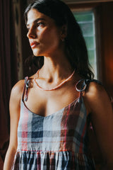 Montaigne Issey Linen Dress - Multi Check