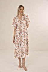 Boho Rose Midi Dress - Bohem Print