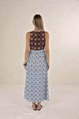 Vintage Tales Maxi Dress - Blue/Choc