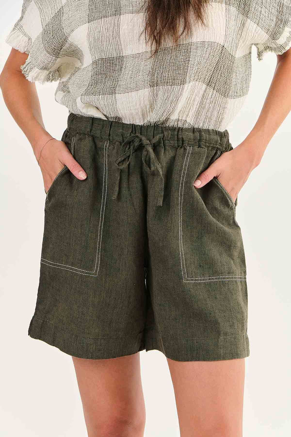 Linen Shorts - Licorice