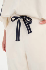 Barrel Leg Lounge Pant - Cream/Navy Stripe