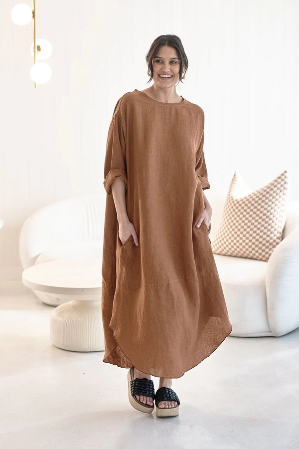 The Malle Linen Dress - Nutmeg - OSFA