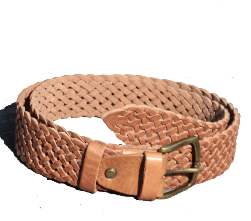 Marrakesh Narrow Woven Belt - Tan