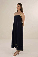 Mia Midi Dress - Navy/Olive