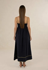 Mia Midi Dress - Navy/Olive