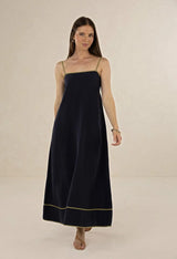 Mia Midi Dress - Navy/Olive