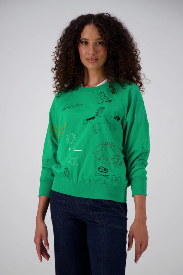 Montage Sweatshirt Emerald in Embroidered Cotton (Copy)
