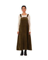 Corduroy Cotton Midi Overall Style Dress - Tobacco