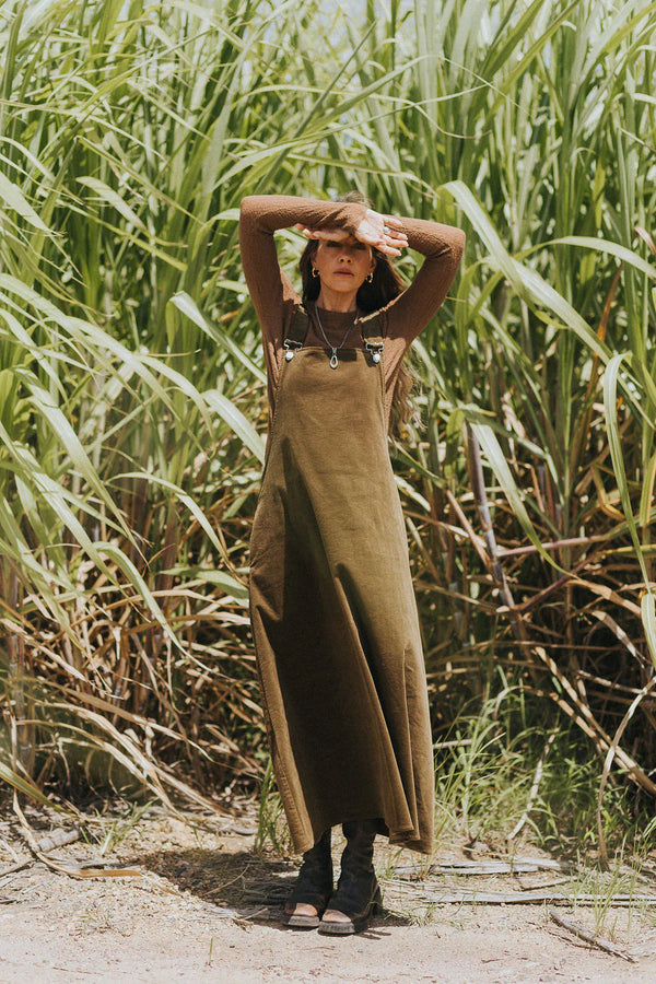 corduroy overall dress midi Corduroy Cotton Midi Overall Style Dress