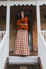 Montaigne Francie French Linen Maxi Skirt - Clay Check