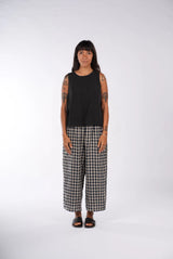 Montaigne French Linen Pants - Navy Check