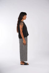 Montaigne French Linen Pants - Navy Check