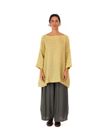 French Linen Tunic Top - Check