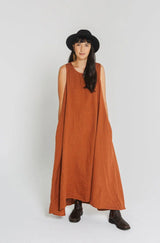 Picasso Linen A-Line Dress - OS - Rust