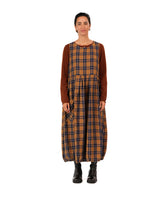 Montaigne Sartene French Linen Dress - Blue Tweed Check