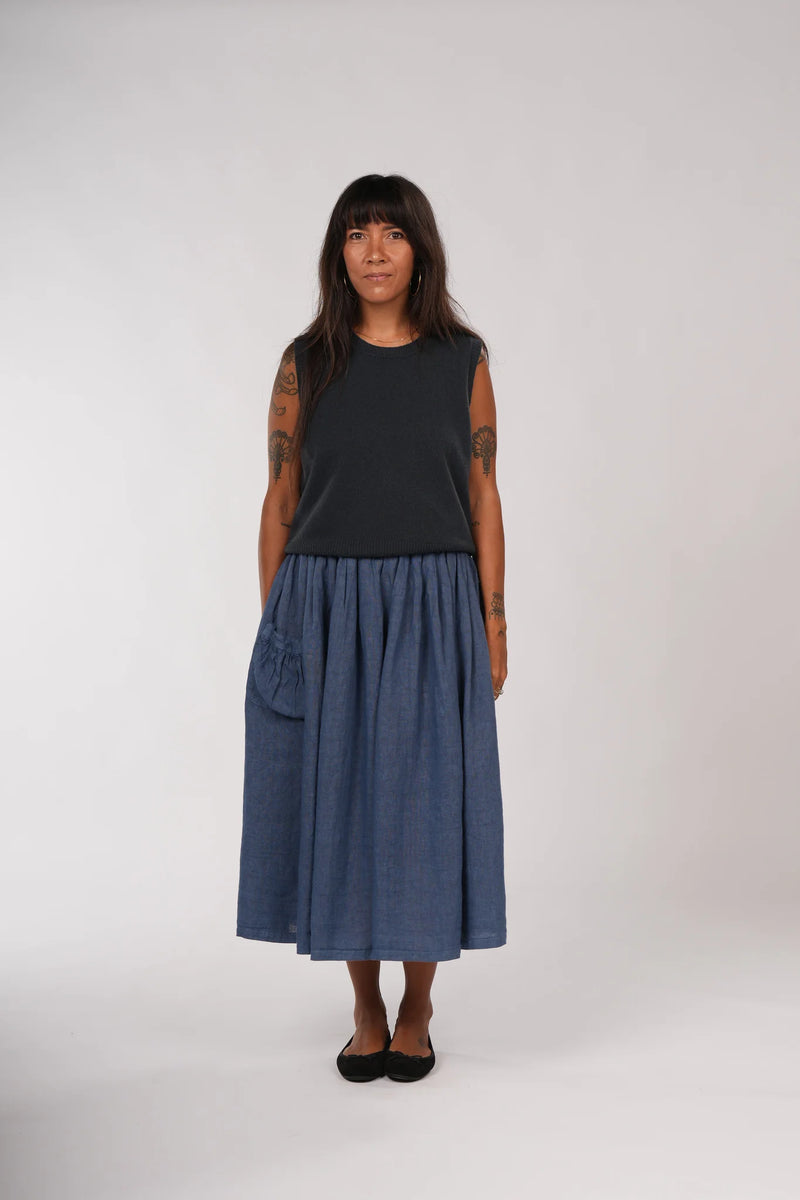 Montaigne Gigi 100% New Zealand Lambswool Vest - Indigo
