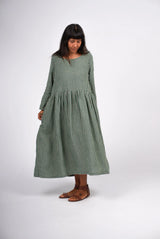 Montaigne Green Gingham Linen Dress