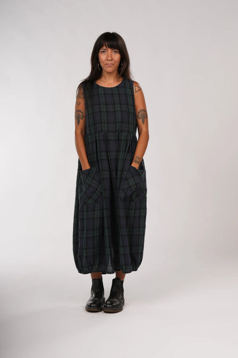 Montaigne Sartene French Linen Tartan Dress