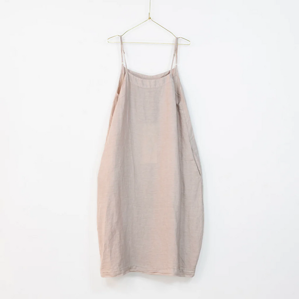 Linen Summer Slip Tulip Dress - Natural
