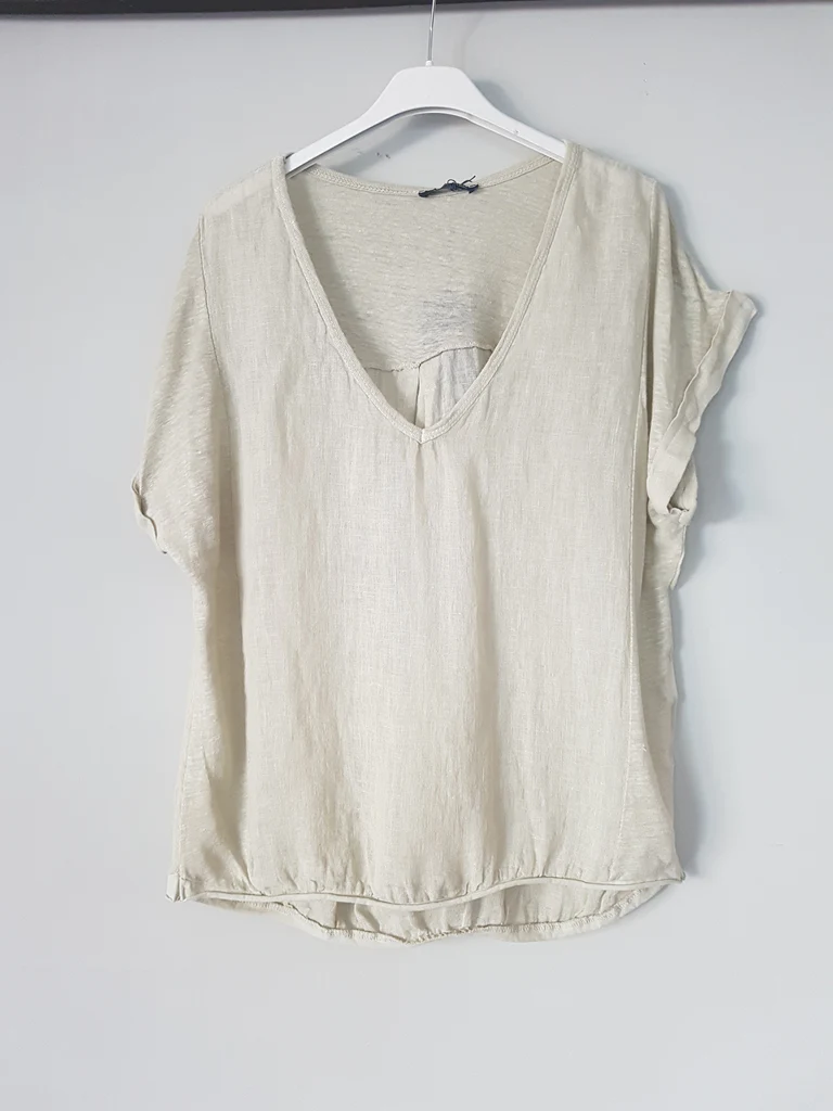 Plain Italian Linen T Shirt - Natural - OS