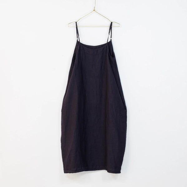Linen Summer Slip Tulip Dress - Navy