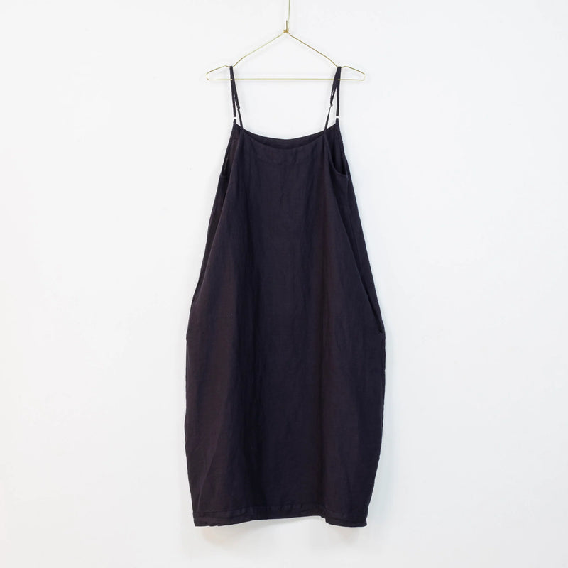 Linen Summer Slip Tulip Dress - Navy