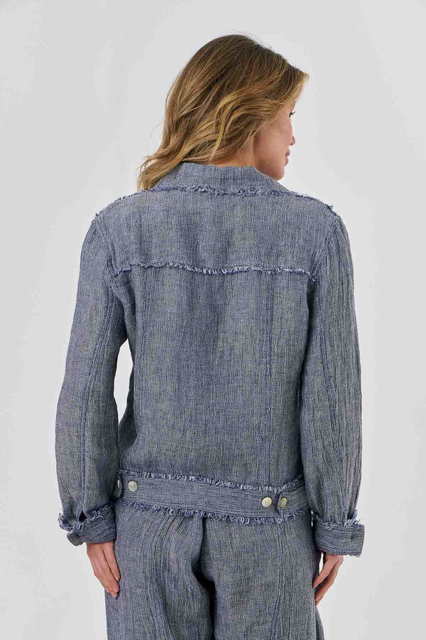 Cropped Linen Jacket - Nightfall