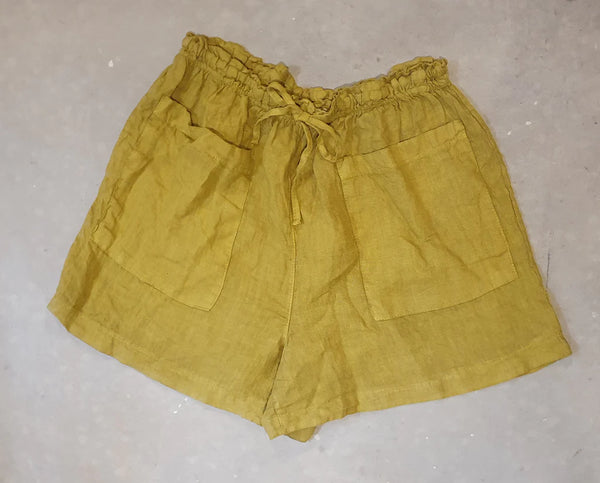 Frederic Linen Shorts with Elastic - Olive - OS