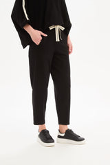Barrel Leg Lounge Pant - Black/Cream Stripe