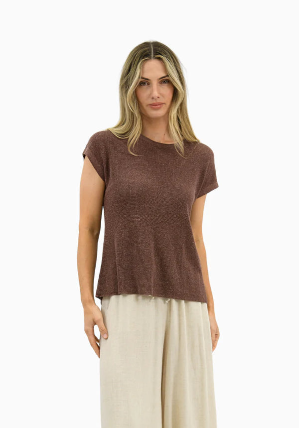 Sunday Linen/Cotton Top - Chocolate