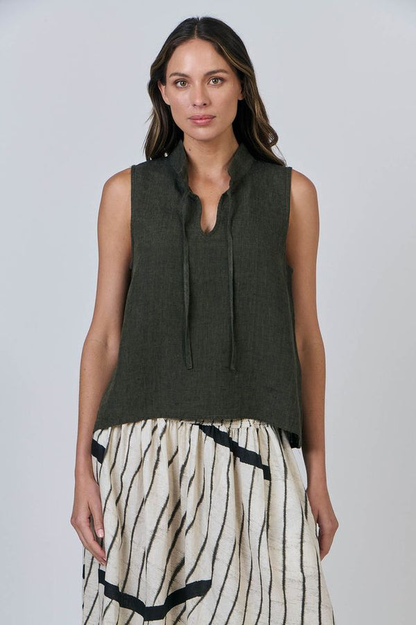 Tie Linen Top - Licorice