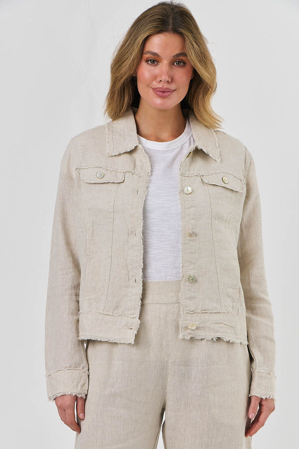 Cropped Linen Jacket - Sand