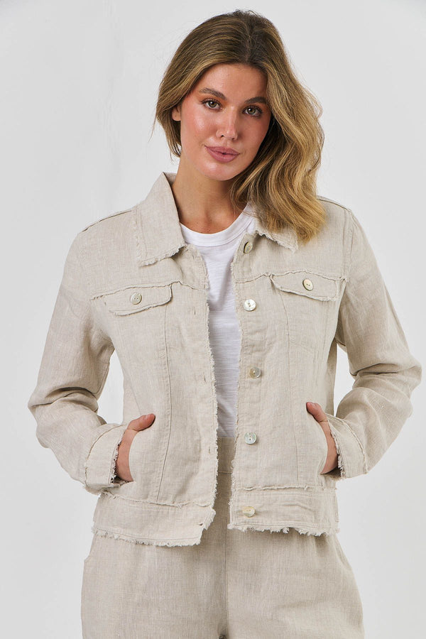 Cropped Linen Jacket - Sand