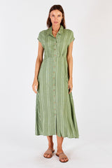 San Vito Button Midi Dress -  Sage