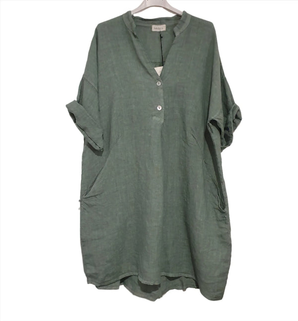 Frederic Oversized Loose Linen Shirt / Dress - Sea Foam