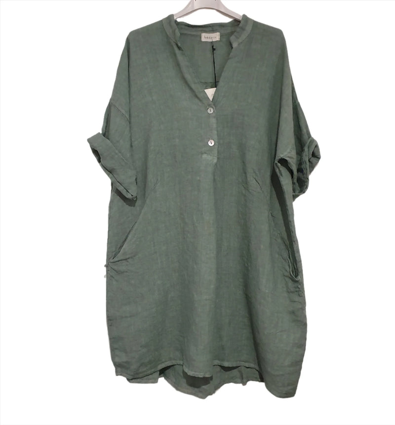 Frederic Oversized Loose Linen Shirt / Dress - Sea Foam