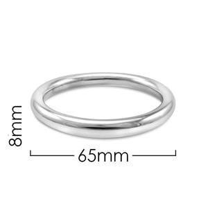 Hollow Tube S Silver Bangle 8mm Thick / 65 mm Width