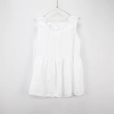 Linen Singlet Top with Buttoned Back - White