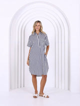 Karina Dress - Navy/White
