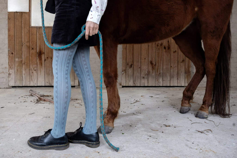 'Summer Blue' Cotton Tights