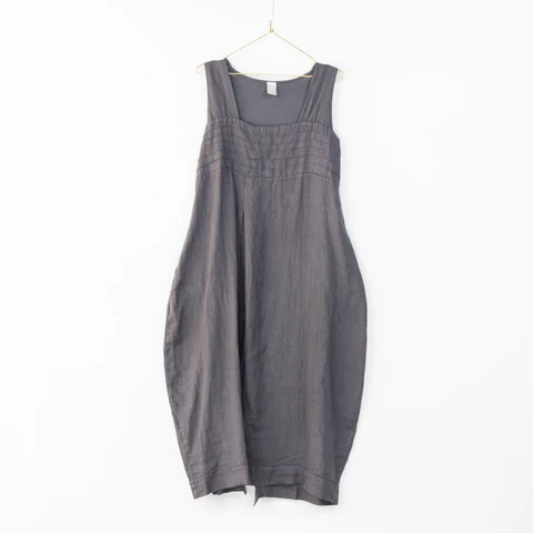 Linen Summer Dress - Elastic Back - Petrol - OS