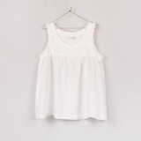 Frayed Italian Linen Summer Singlet - White